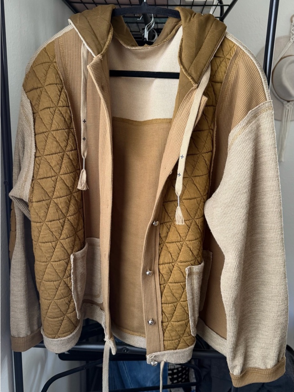 Army Green Quilted Hooded Jacket